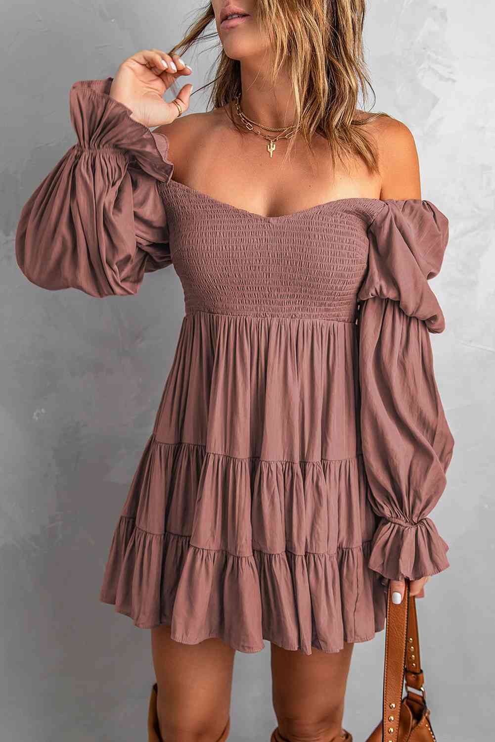 Giddy-up Off-Shoulder Mini Dress - Bella Blue Styles