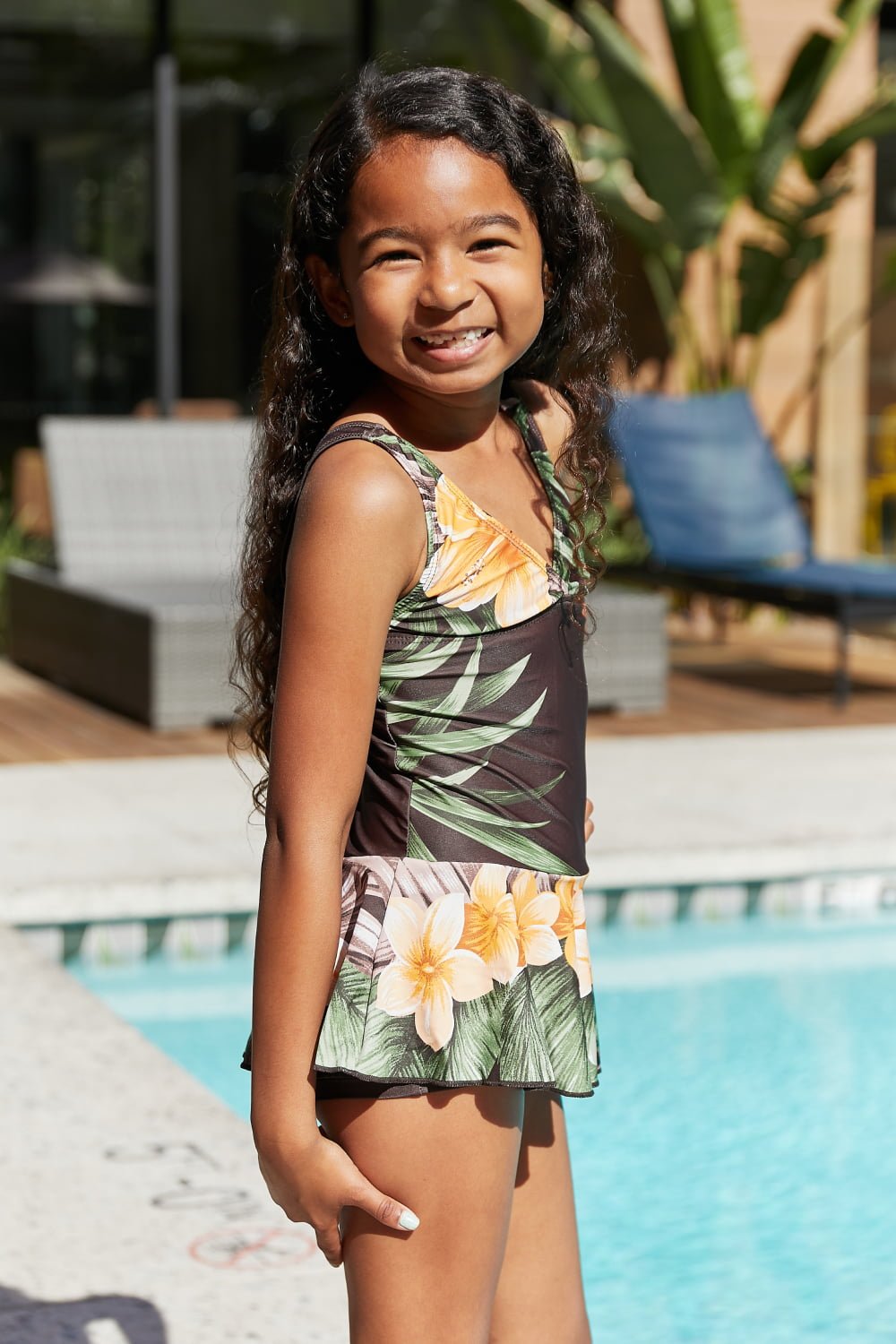 Girls Clear Waters Swim Dress in Aloha Brown - Bella Blue Styles