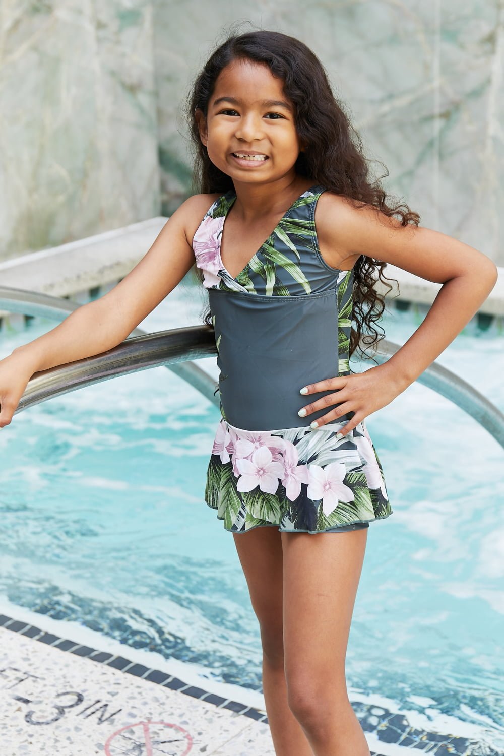 Girls Clear Waters Swim Dress in Aloha Forest - Bella Blue Styles