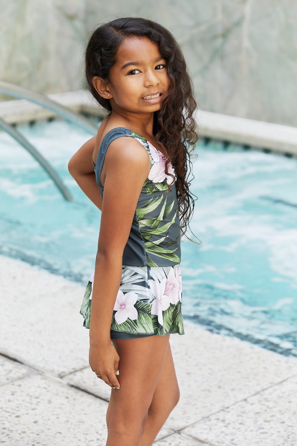 Girls Clear Waters Swim Dress in Aloha Forest - Bella Blue Styles