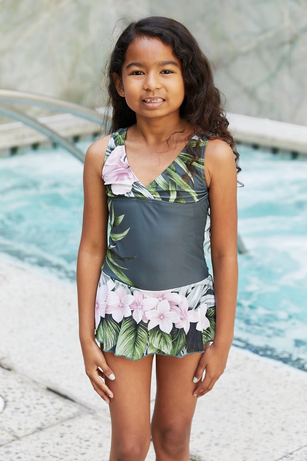 Girls Clear Waters Swim Dress in Aloha Forest - Bella Blue Styles