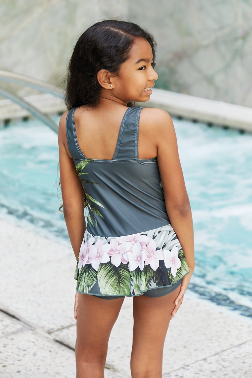 Girls Clear Waters Swim Dress in Aloha Forest - Bella Blue Styles