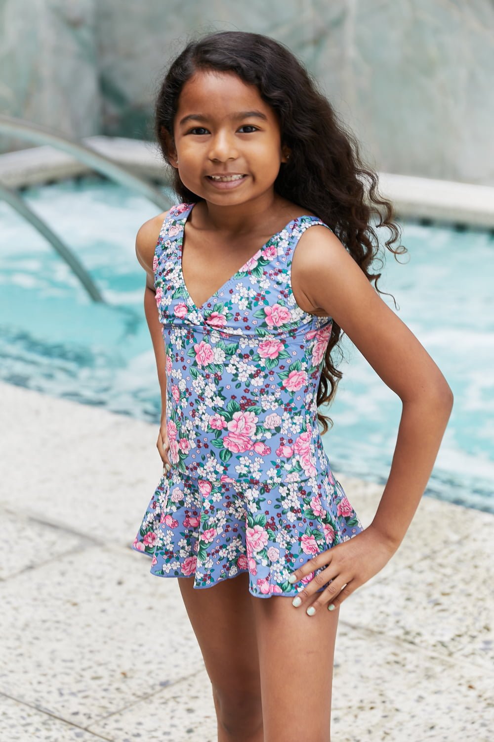 Girls Clear Waters Swim Dress in Rose Sky - Bella Blue Styles