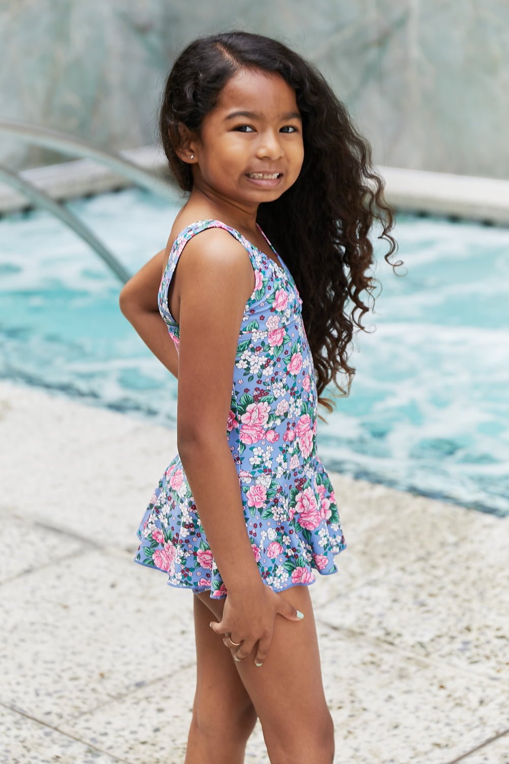 Girls Clear Waters Swim Dress in Rose Sky - Bella Blue Styles