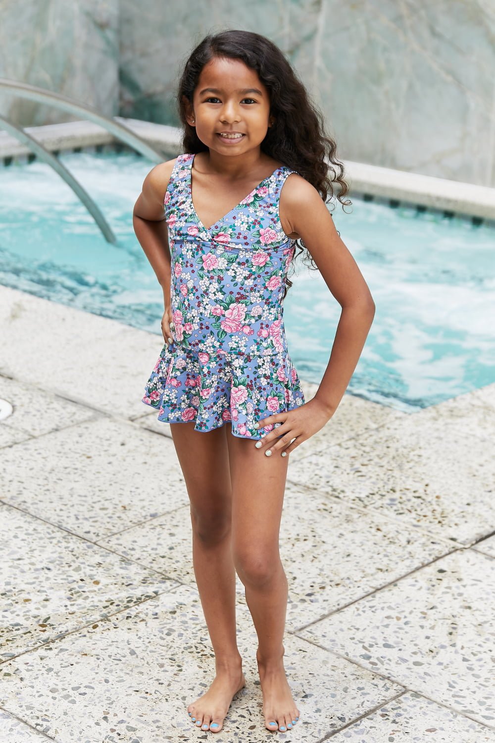 Girls Clear Waters Swim Dress in Rose Sky - Bella Blue Styles