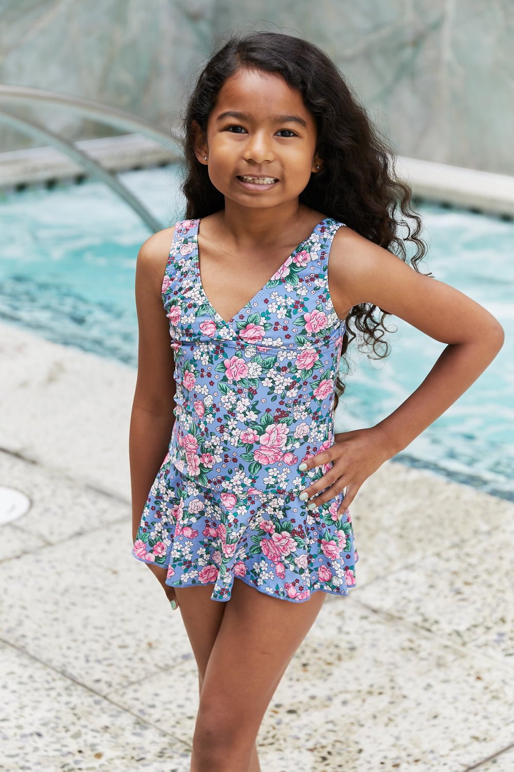 Girls Clear Waters Swim Dress in Rose Sky - Bella Blue Styles