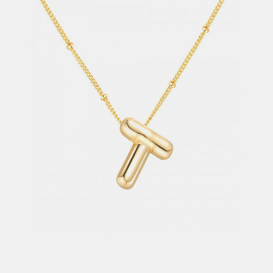 Gold - Plated Bubble Initial Necklace - Bella Blue Styles