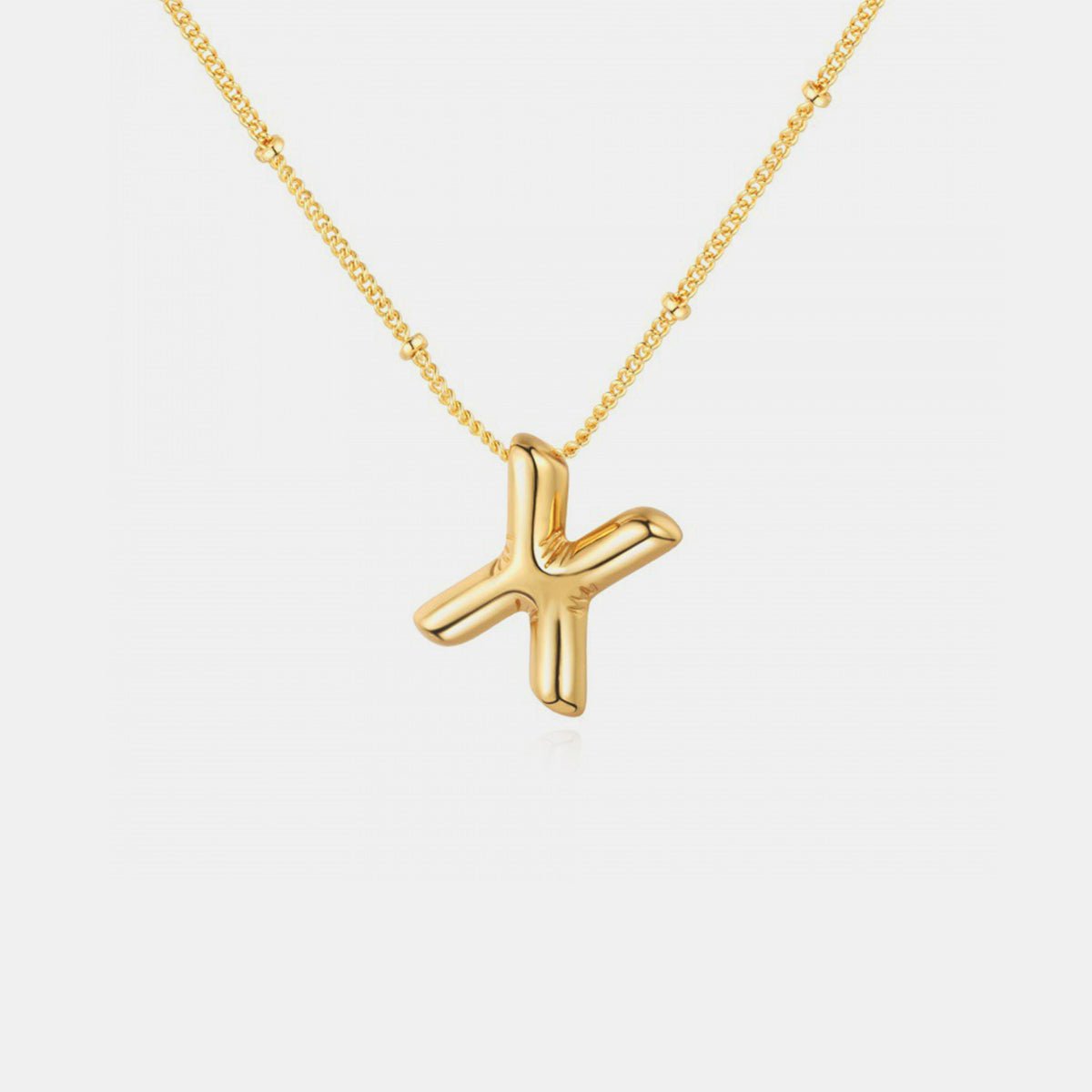 Gold - Plated Bubble Initial Necklace - Bella Blue Styles