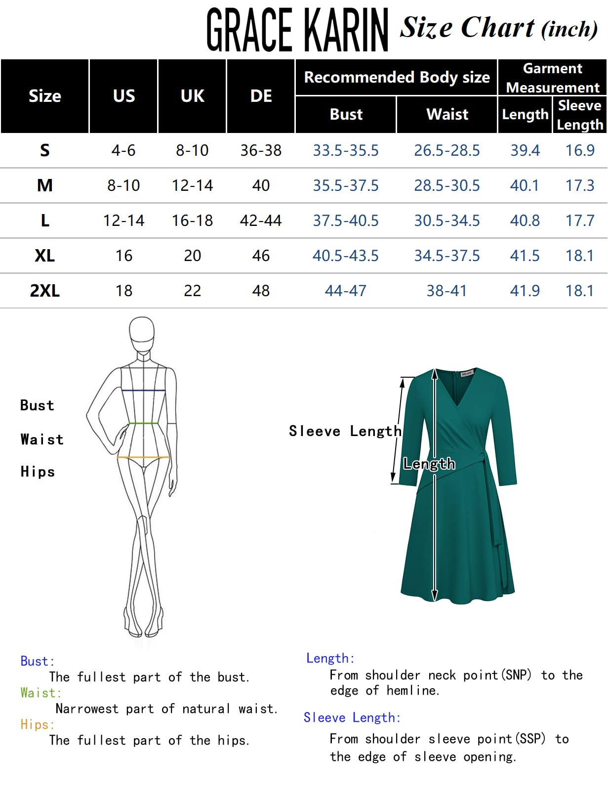 GRACE KARIN Formal Dress for Women Wedding Guest V Neck Wrap 3/4 Sleeve Swing Stretchy Midi Dress for Work Camel XL - Bella Blue Styles