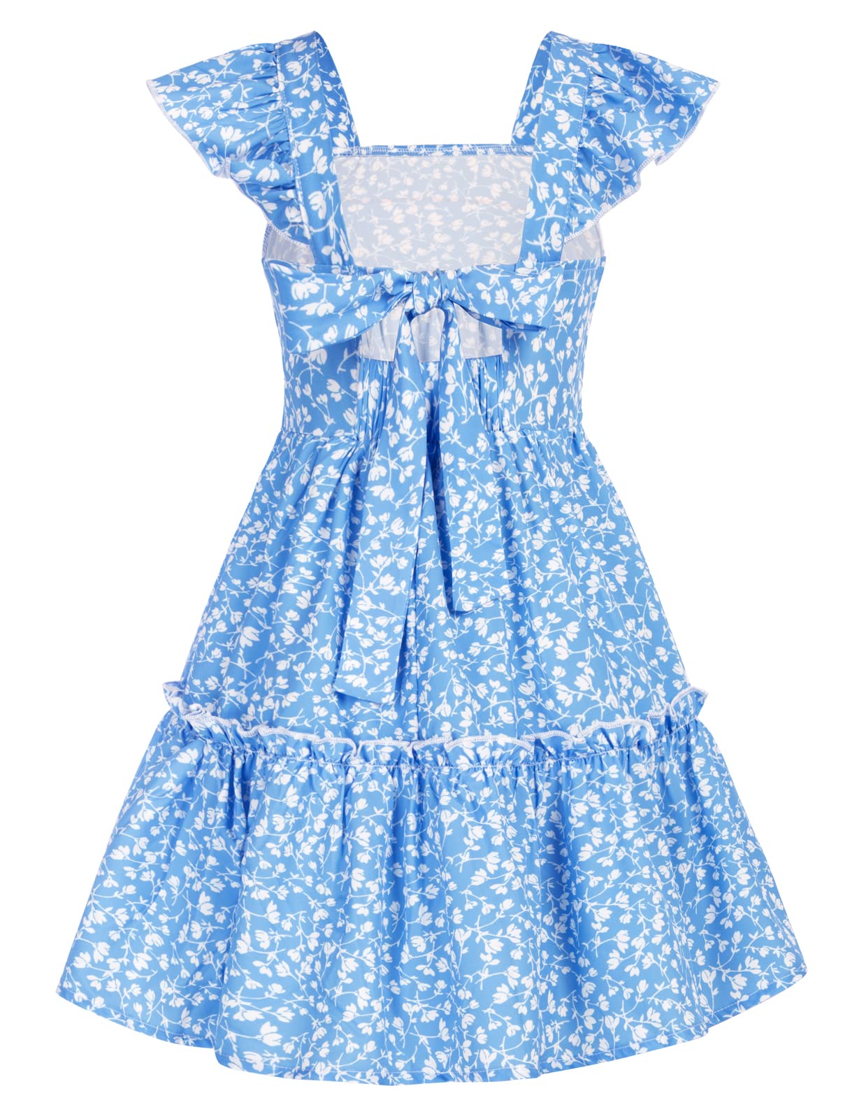 GRACE KARIN Girls A - line Floral Dress Girls Summer Beach Dress Blue Floral 12Y - Bella Blue Styles