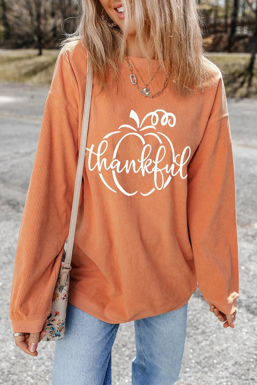 Graphic Round Neck Long Sleeve Sweatshirt - Bella Blue Styles