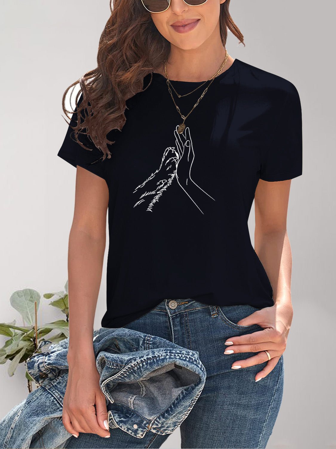 Graphic Round Neck Short Sleeve T-Shirt - Bella Blue Styles