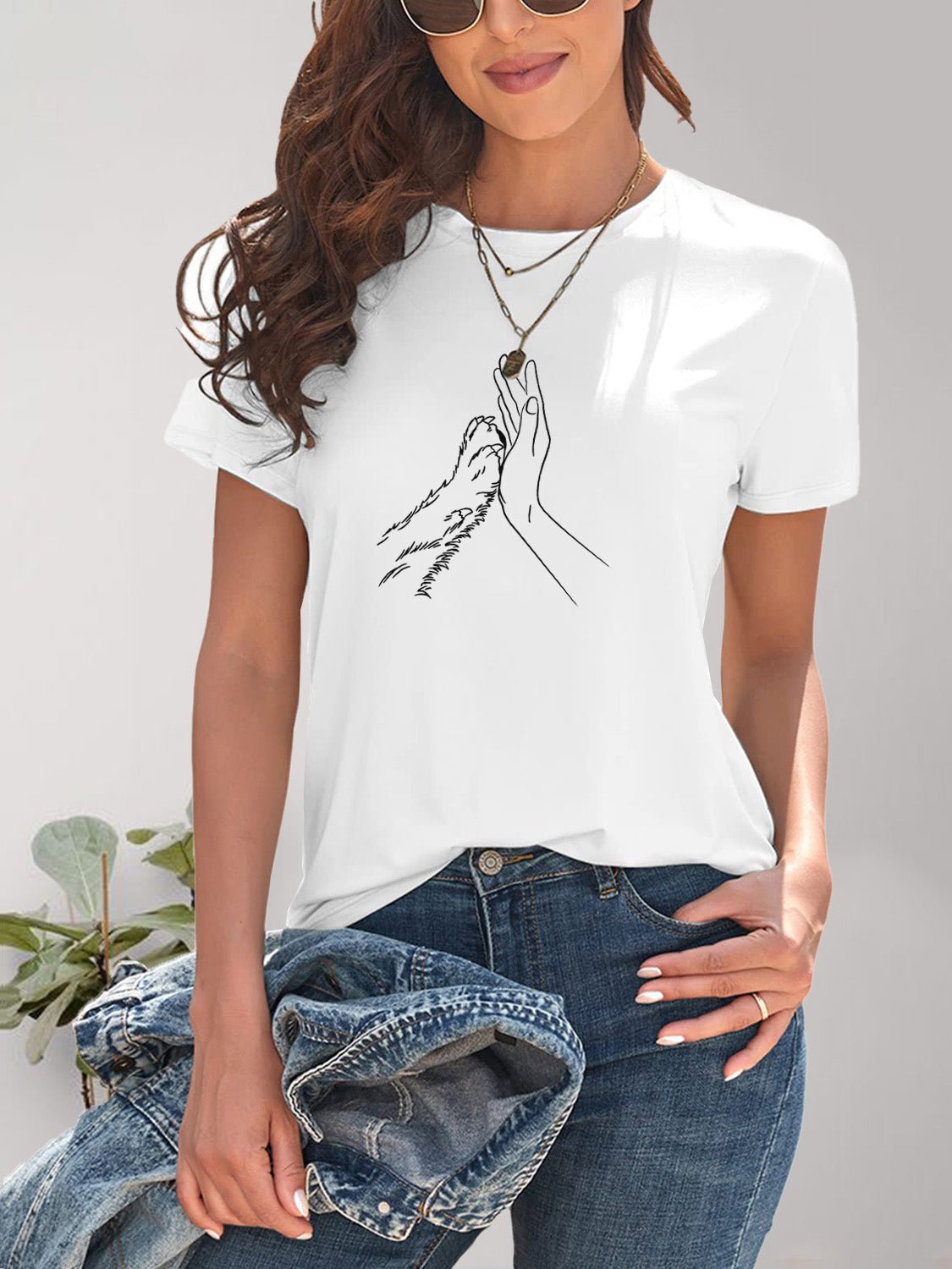 Graphic Round Neck Short Sleeve T-Shirt - Bella Blue Styles