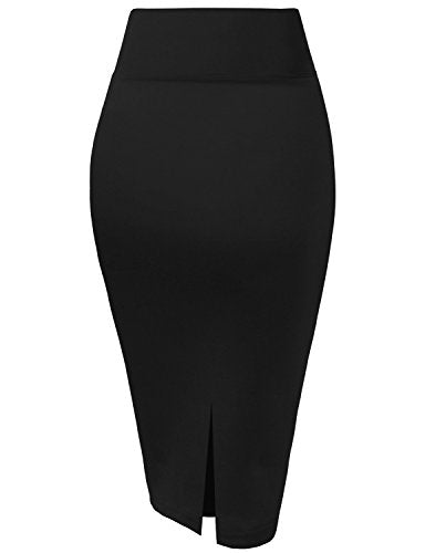 Hybrid & Company Womens Nylon Ponte Stretch Office Pencil Skirt Made below Knee KSK45002 1073T Black L - Bella Blue Styles