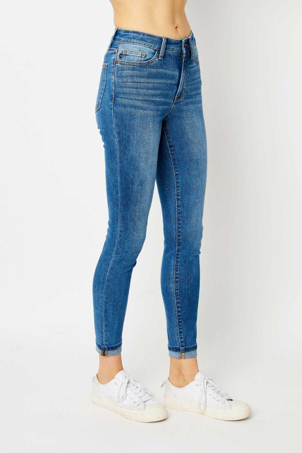 Judy Blue Full Size Cuffed Hem Skinny Jeans - Bella Blue Styles