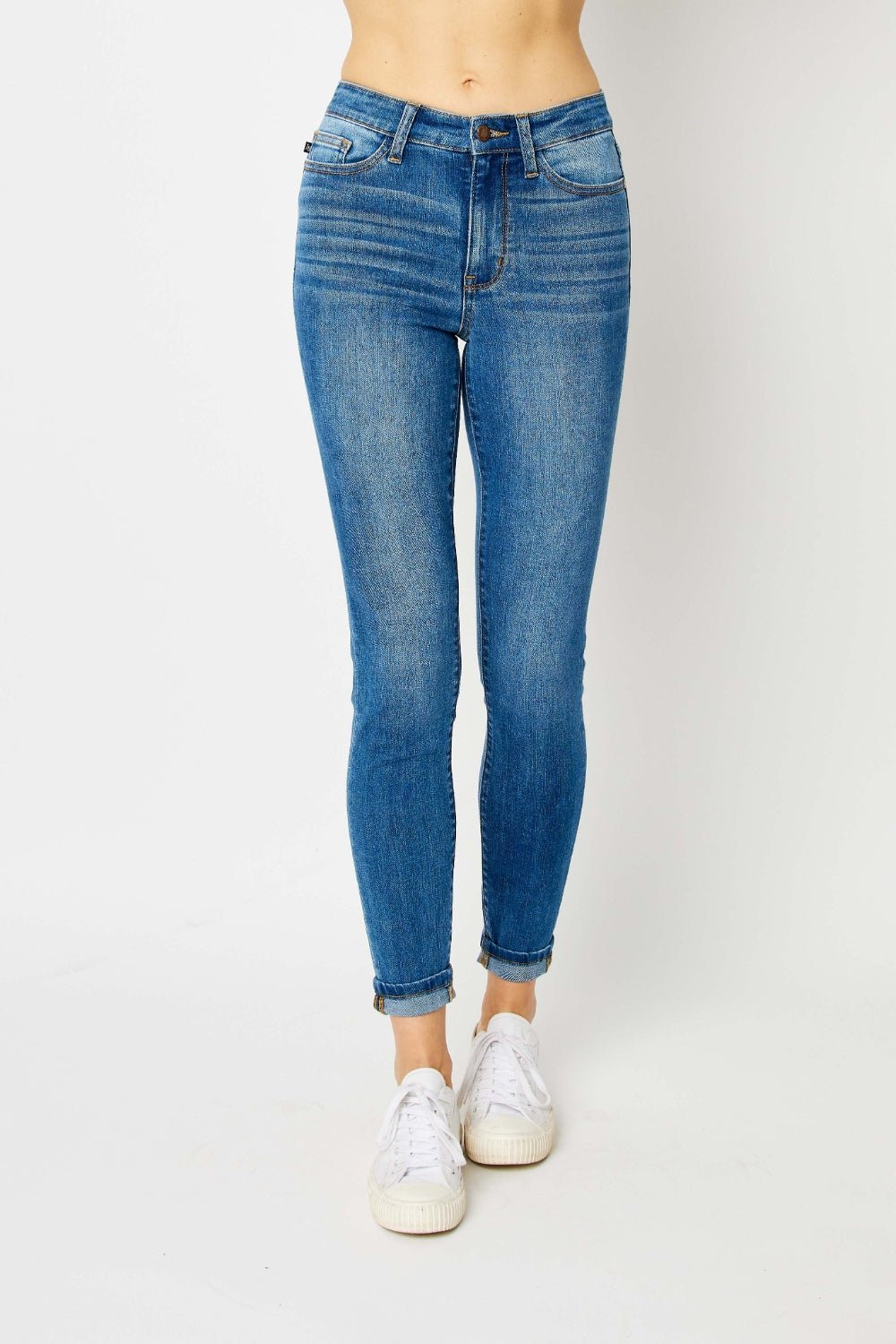 Judy Blue Full Size Cuffed Hem Skinny Jeans - Bella Blue Styles