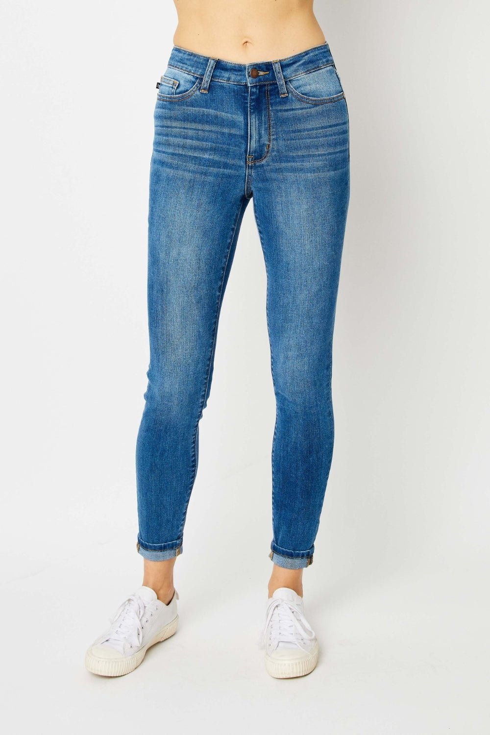 Judy Blue Full Size Cuffed Hem Skinny Jeans - Bella Blue Styles