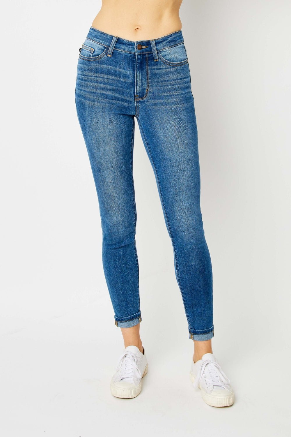 Judy Blue Full Size Cuffed Hem Skinny Jeans - Bella Blue Styles