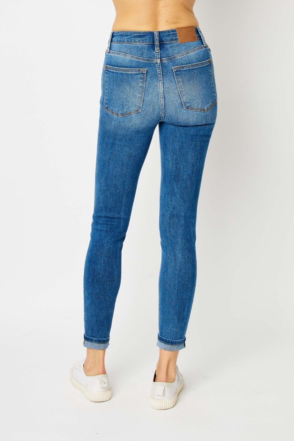 Judy Blue Full Size Cuffed Hem Skinny Jeans - Bella Blue Styles