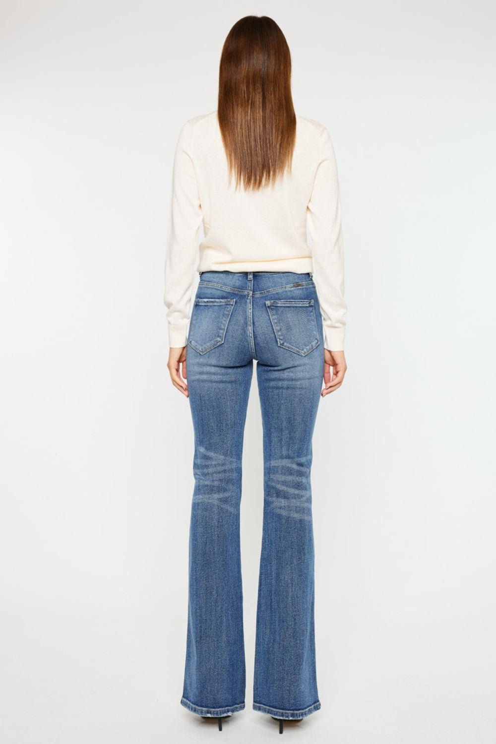 Kancan Cat's Whiskers High Waist Flare Jeans - Bella Blue Styles