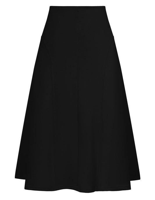 Kate Kasin Women's Suede Midi Skirt 2024 Fall Winter High Waist A Line Skirt Black - Bella Blue Styles