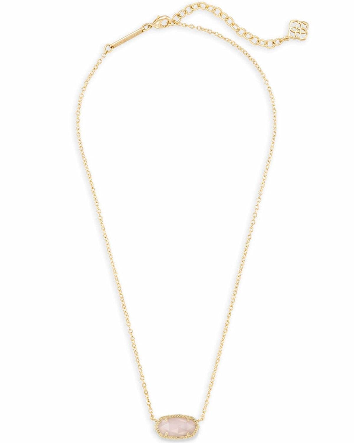 Kendra Scott Elisa Pendant Necklace for Women, Fashion Jewelry, 14k Gold - Plated, Rose Quartz - Bella Blue Styles