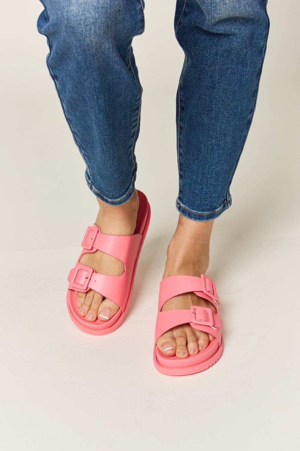 Legend Double Buckle Open Toe Sandals - Bella Blue Styles