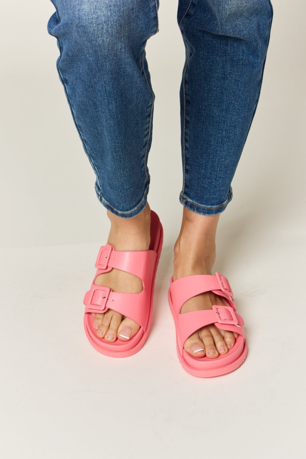 Legend Double Buckle Open Toe Sandals - Bella Blue Styles