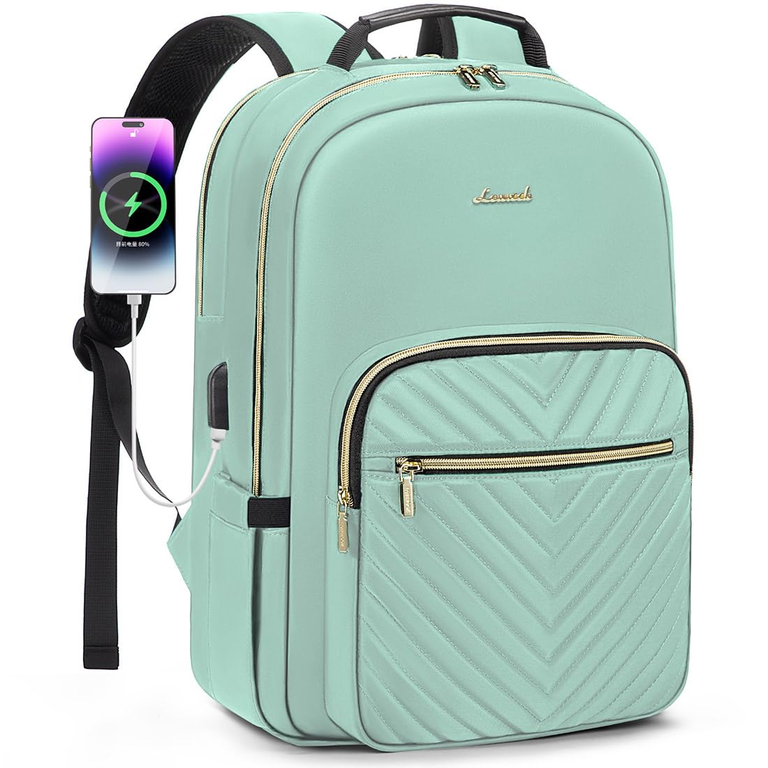 LOVEVOOK Laptop Backpack for Women 15.6 inch,Cute Womens Travel Backpack Purse,Professional Laptop Computer Bag,Waterproof Work Business College Teacher Bags Carry on Backpack with USB Port,Mint Green - Bella Blue Styles