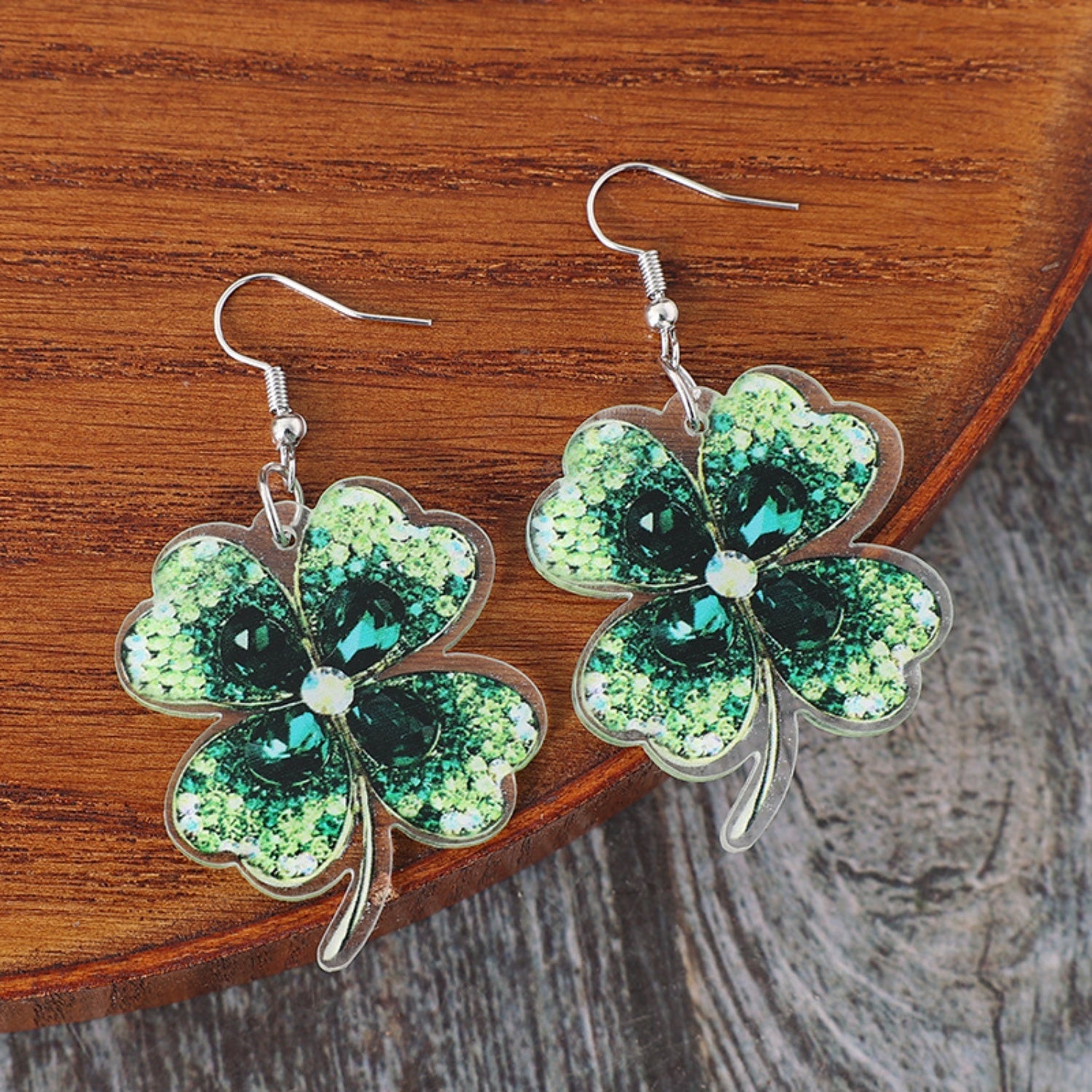 Lucky Clover Acrylic Dangle Earrings - Bella Blue Styles