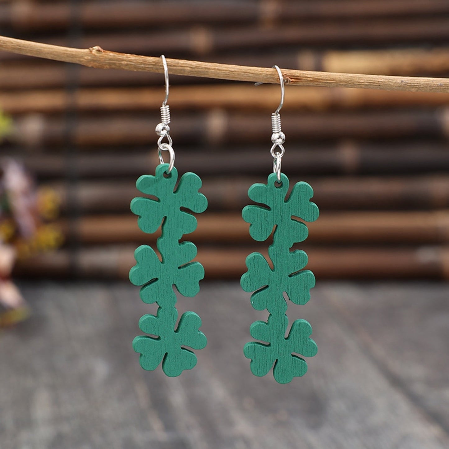 Lucky Clover Wooden Dangle Earrings - Bella Blue Styles