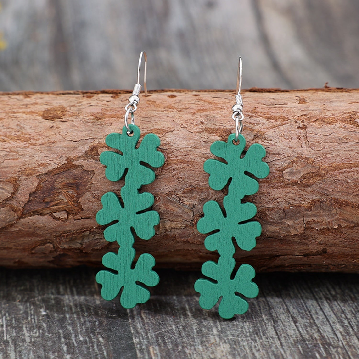 Lucky Clover Wooden Dangle Earrings - Bella Blue Styles