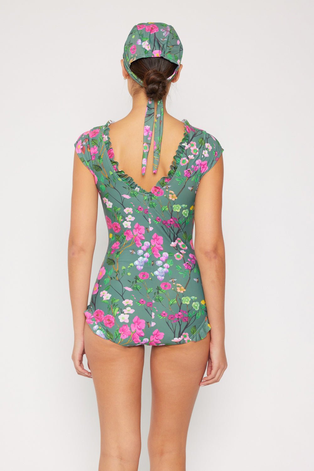 Marina West Swim Bring Me Flowers V-Neck One Piece Swimsuit In Sage - Bella Blue Styles