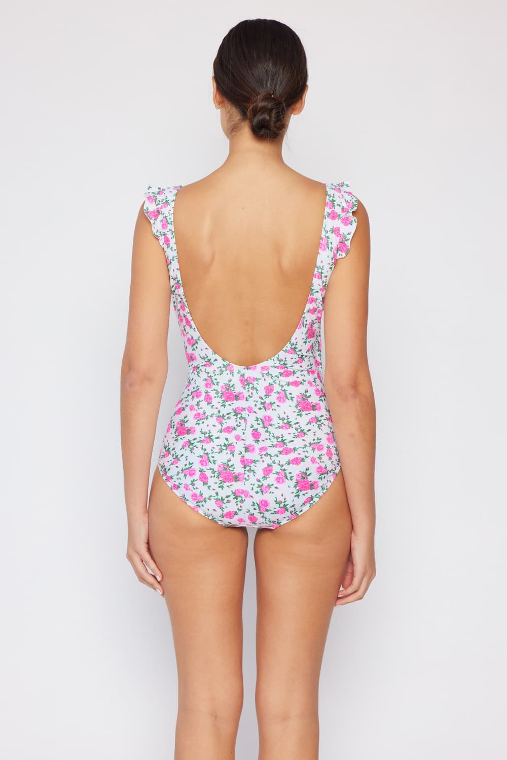 Marina West Swim Full Size Float On Ruffle Faux Wrap One-Piece in Roses Off-White - Bella Blue Styles