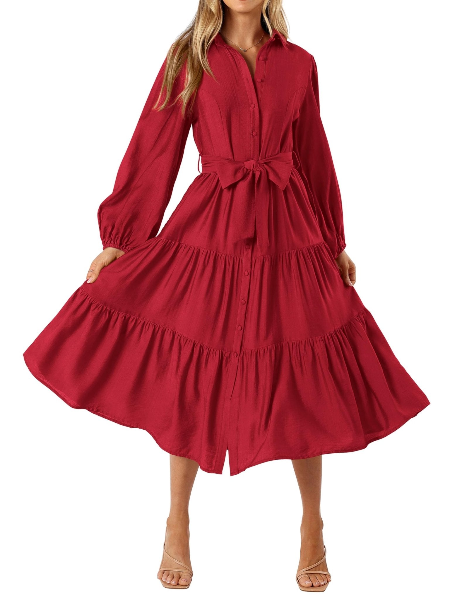 Long sleeve midi casual dresses hotsell