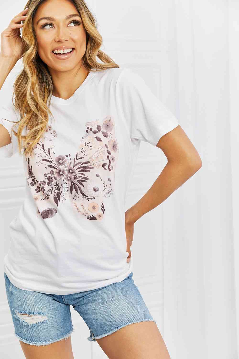 mineB You Give Me Butterflies Graphic T-Shirt - Bella Blue Styles