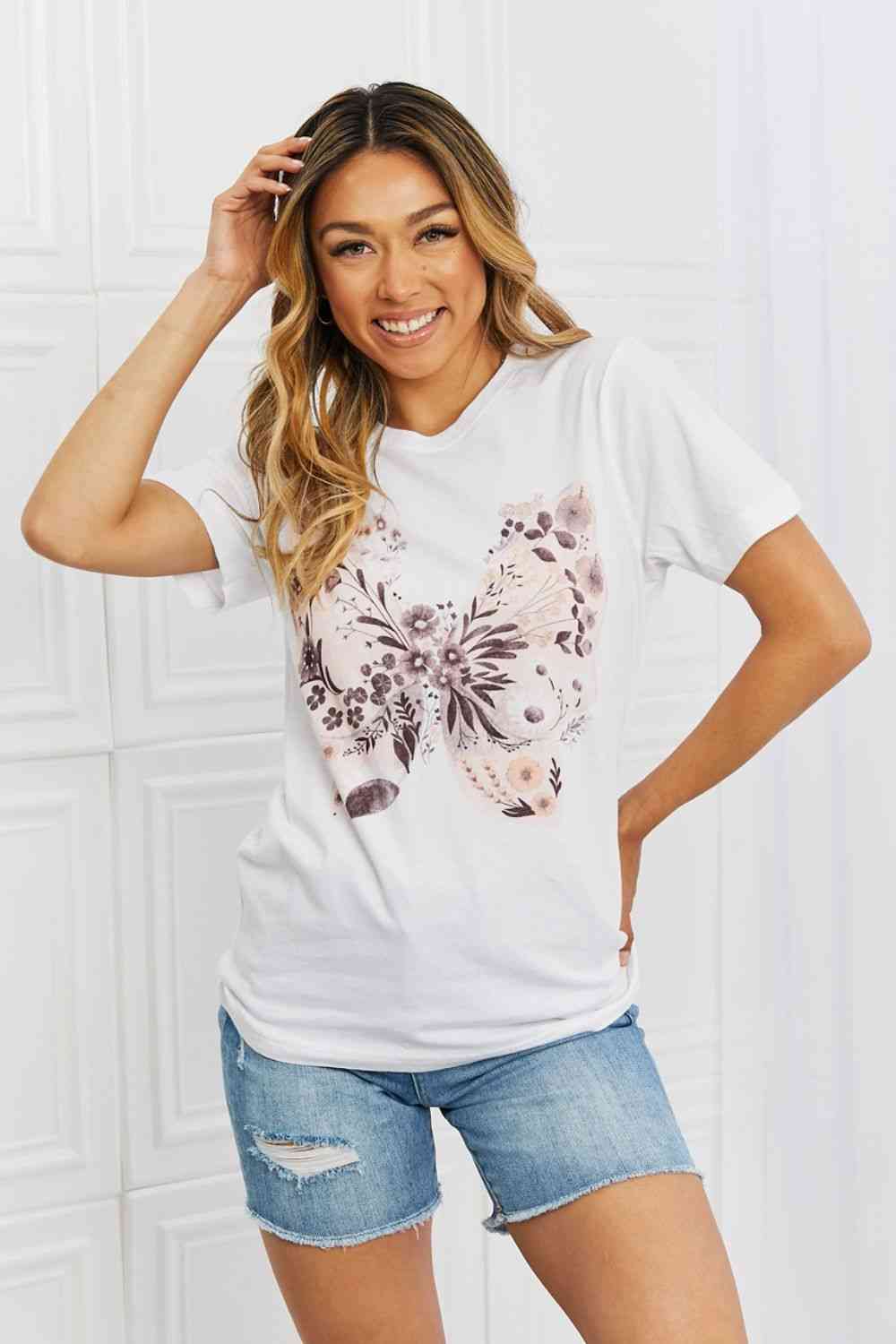 mineB You Give Me Butterflies Graphic T-Shirt - Bella Blue Styles