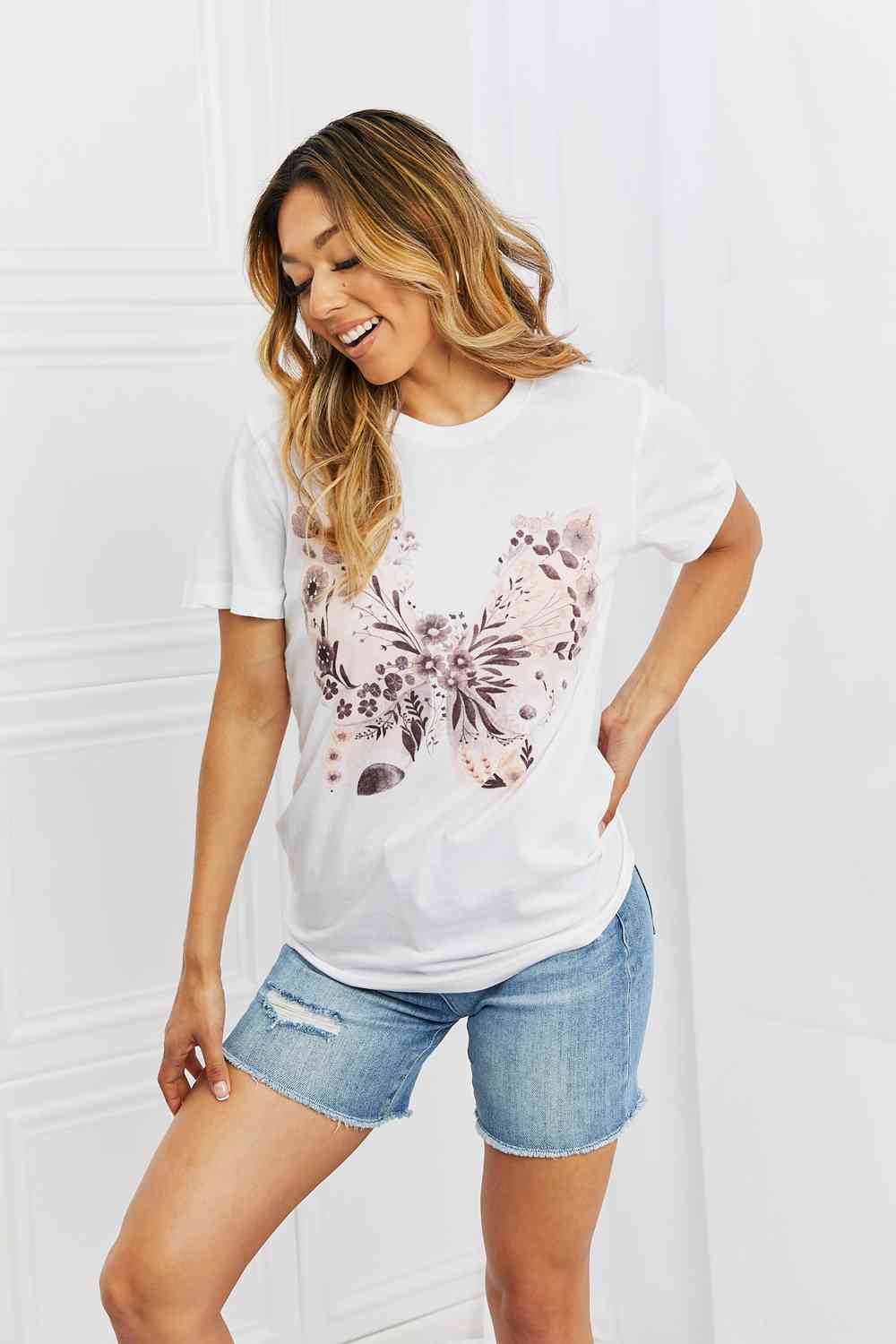 mineB You Give Me Butterflies Graphic T-Shirt - Bella Blue Styles