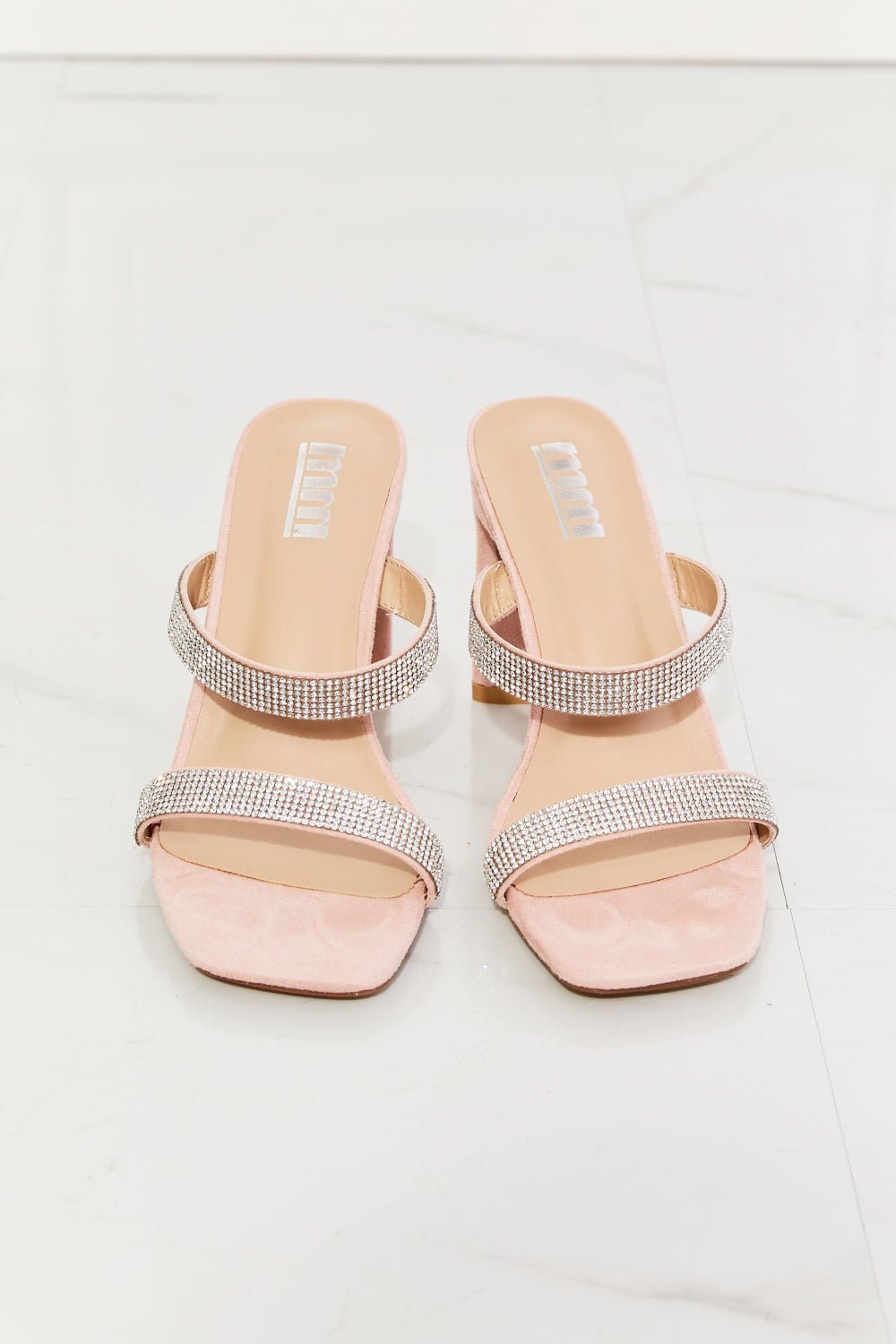 MMShoes Leave A Little Sparkle Rhinestone Block Heel Sandal in Pink - Bella Blue Styles