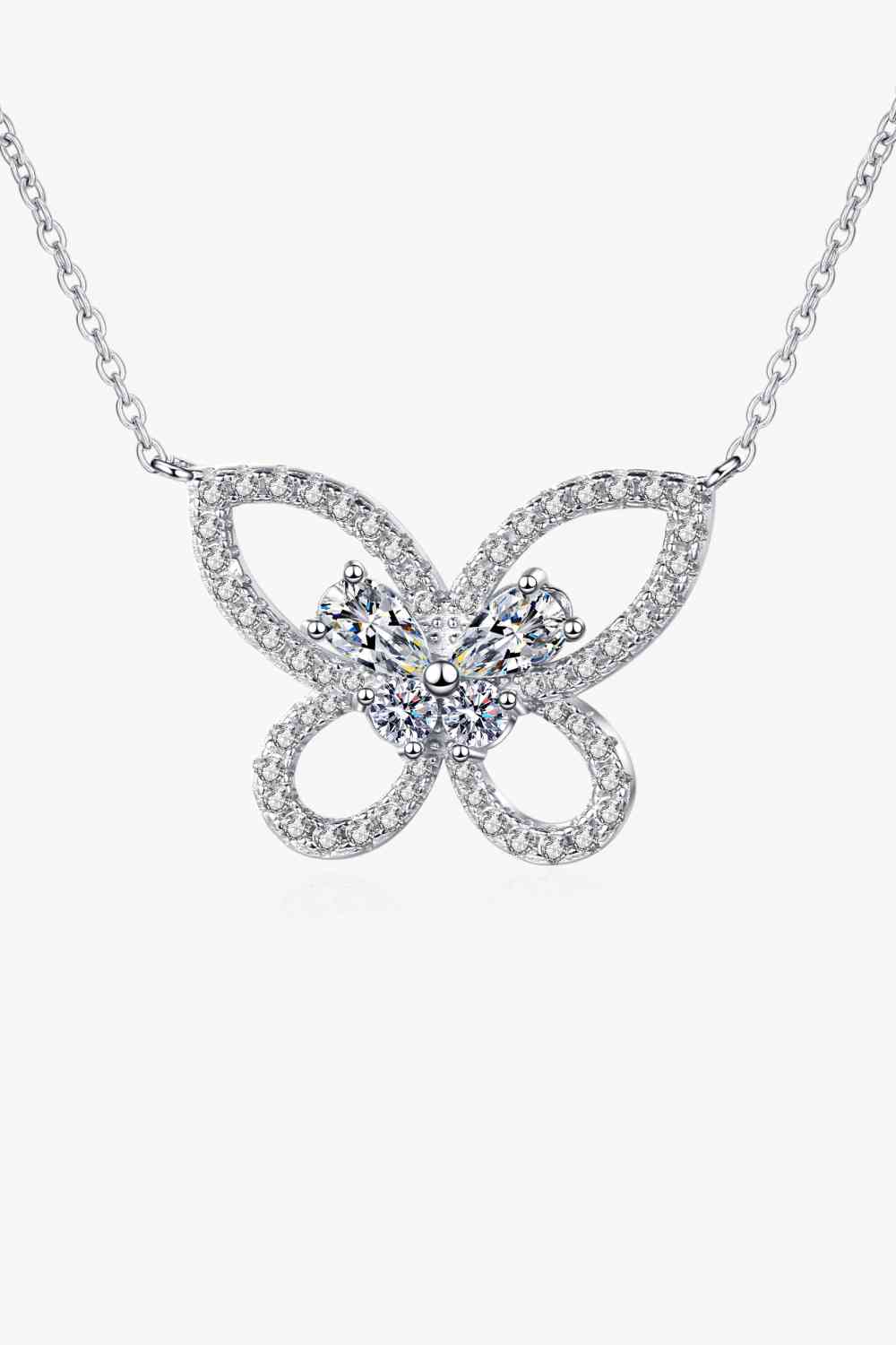 Moissanite Butterfly Pendant Necklace - Bella Blue Styles