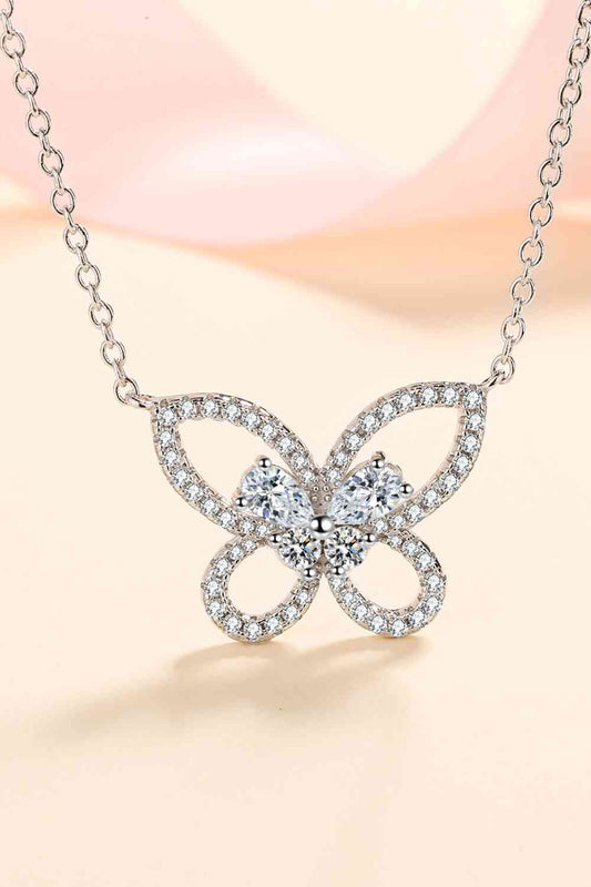 Moissanite Butterfly Pendant Necklace - Bella Blue Styles