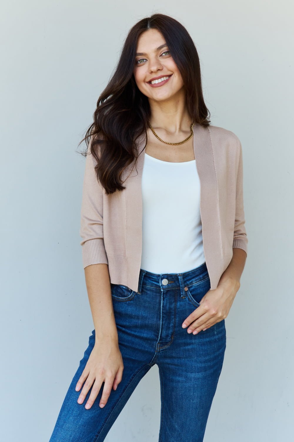 My Favorite Khaki Cropped Cardigan - Bella Blue Styles