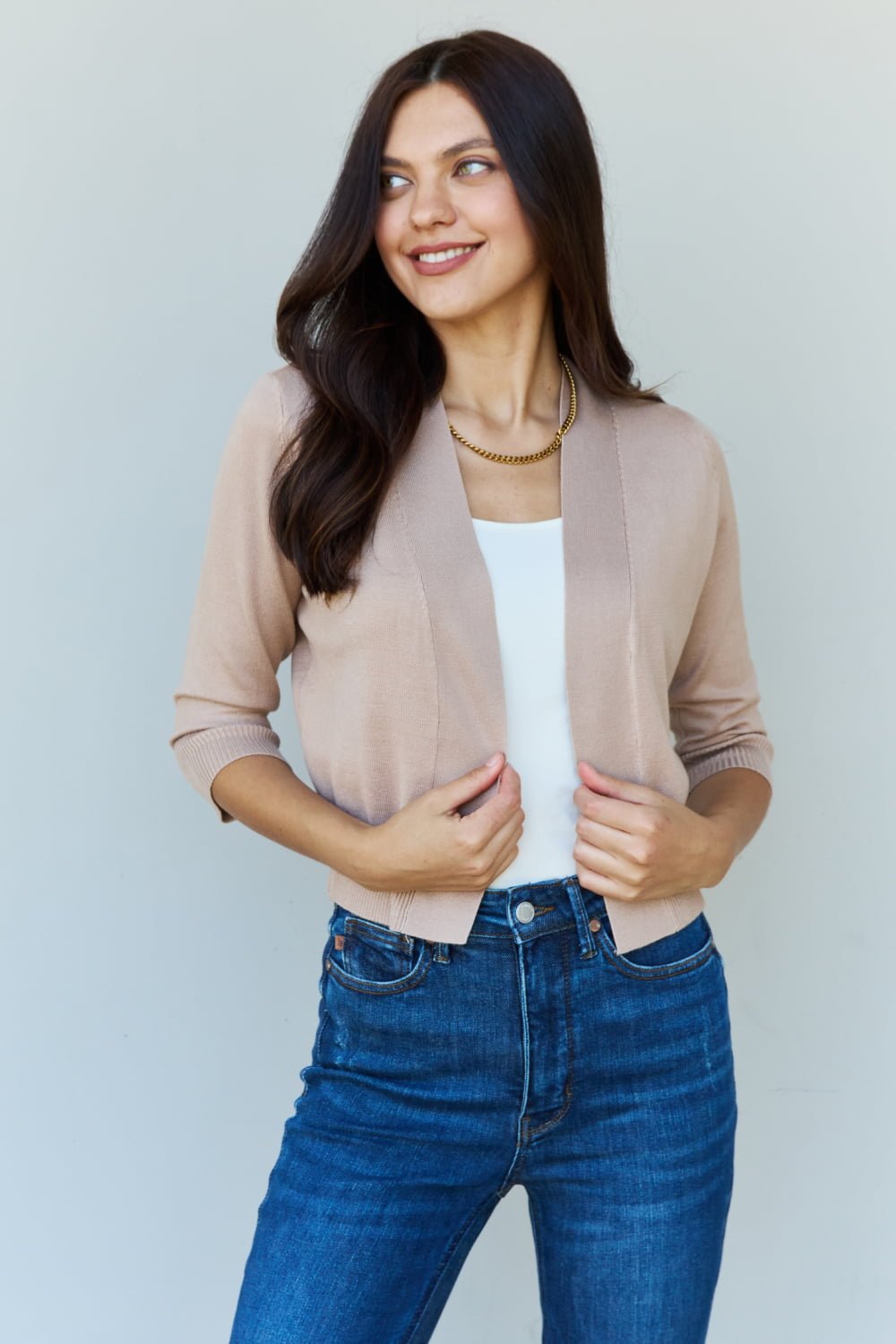 My Favorite Khaki Cropped Cardigan - Bella Blue Styles