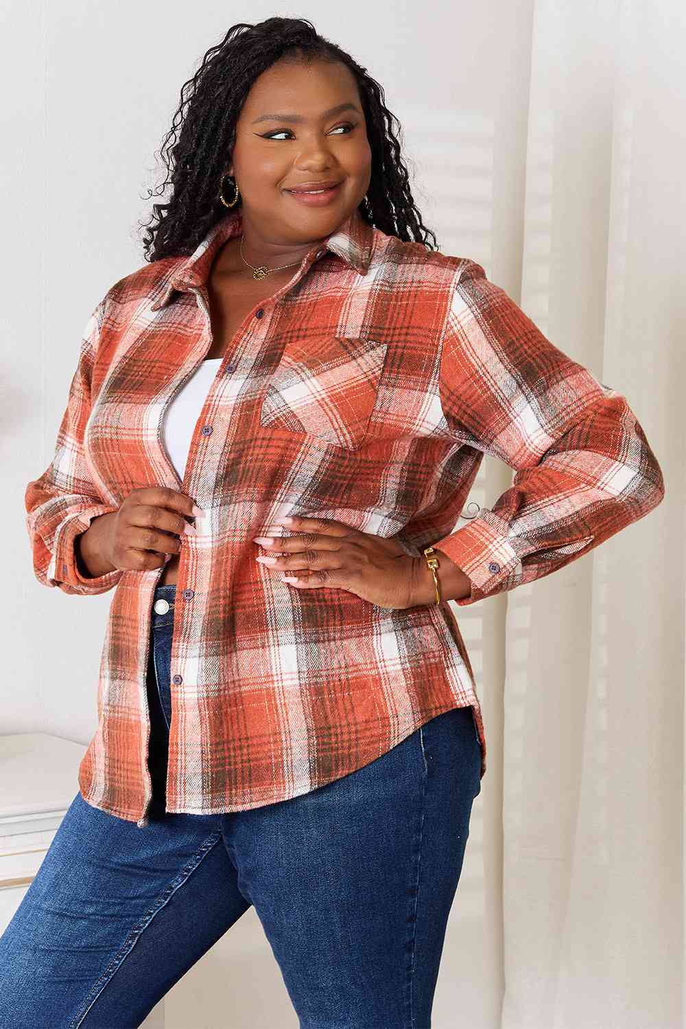 Natalia Plaid Long Sleeve Shirt - Bella Blue Styles