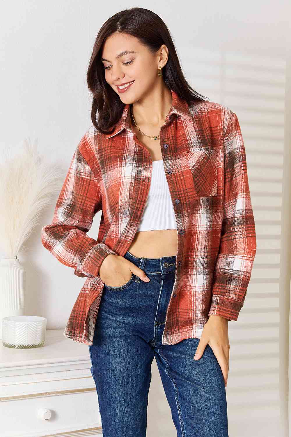 Natalia Plaid Long Sleeve Shirt - Bella Blue Styles