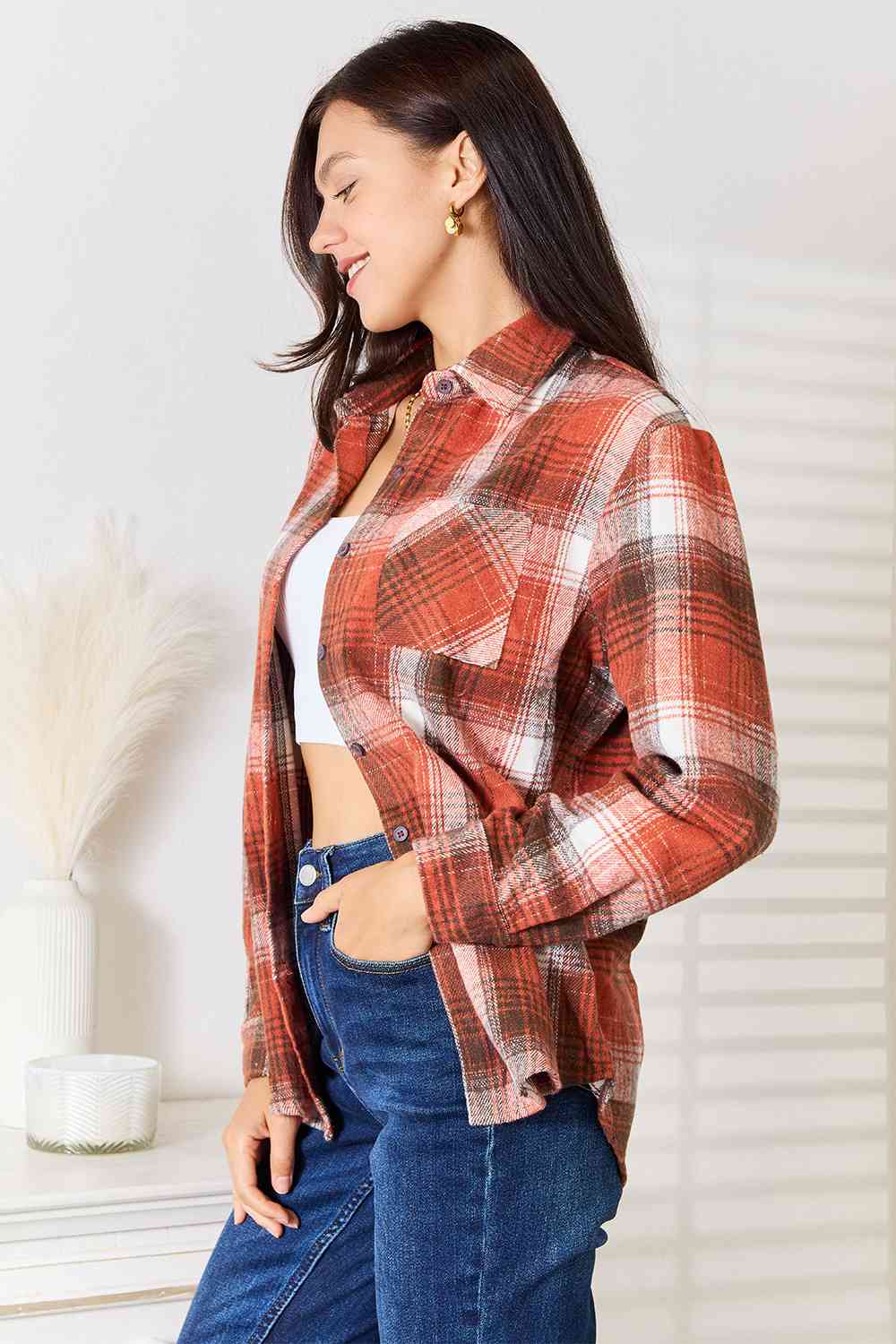 Natalia Plaid Long Sleeve Shirt - Bella Blue Styles