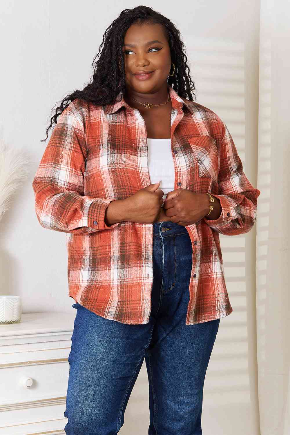 Natalia Plaid Long Sleeve Shirt - Bella Blue Styles