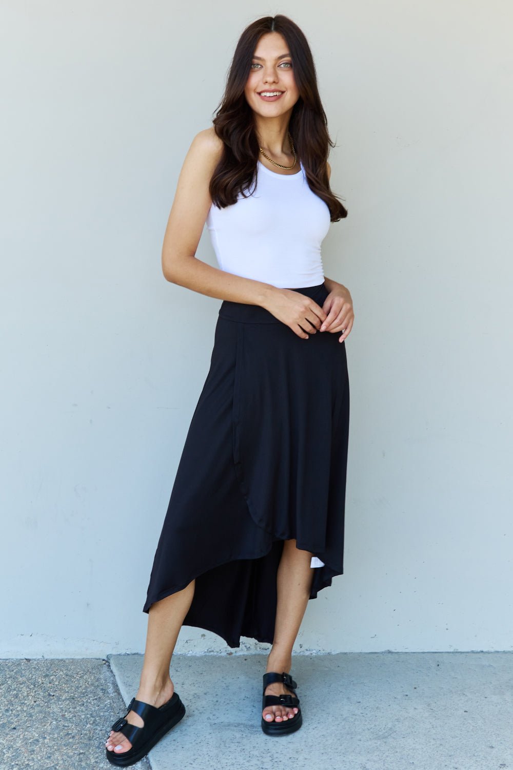 Ninexis First Choice High Waisted Flare Maxi Skirt in Black - Bella Blue Styles