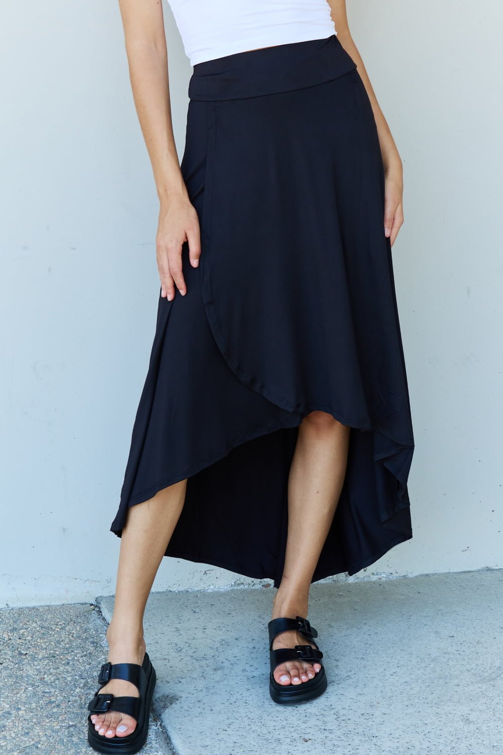 Ninexis First Choice High Waisted Flare Maxi Skirt in Black - Bella Blue Styles