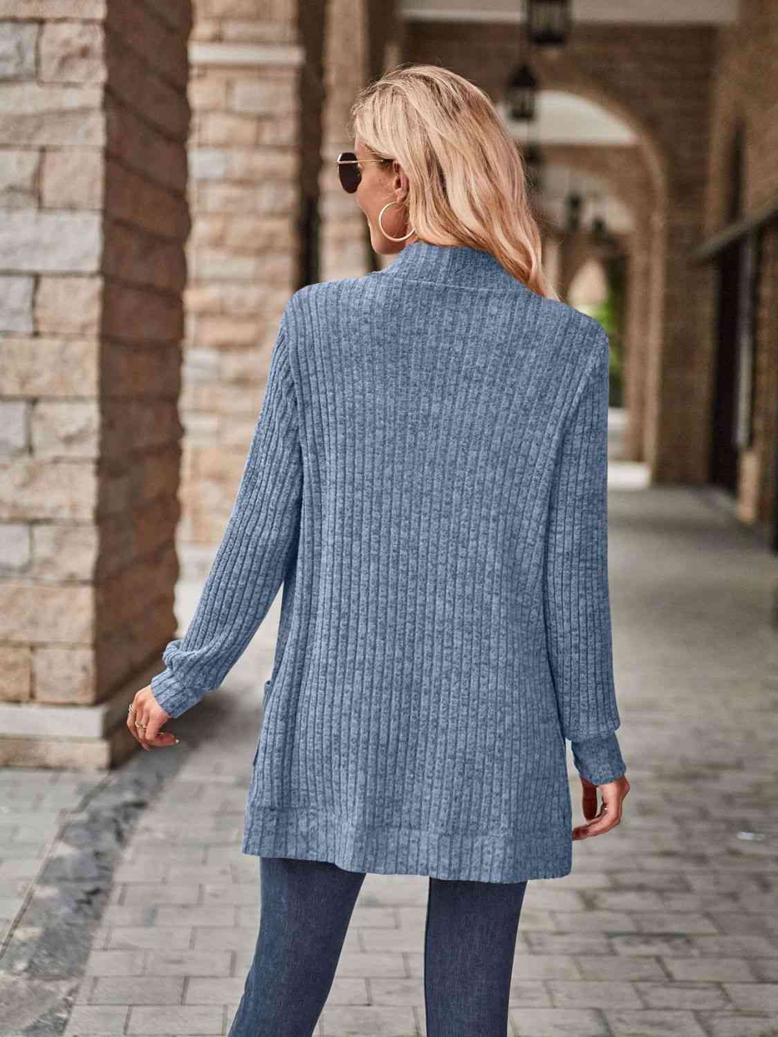 Open Front Cardigan with Pockets - Bella Blue Styles